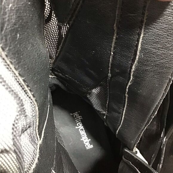 Jeffrey Campbell Black Suede Mesh Stripes Classic Ankle Boots Size 11 - Picture 6 of 13